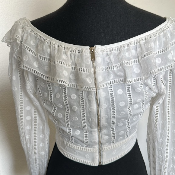 Acsense Elegant White Ruffled Women's Top - Picture 6 of 6